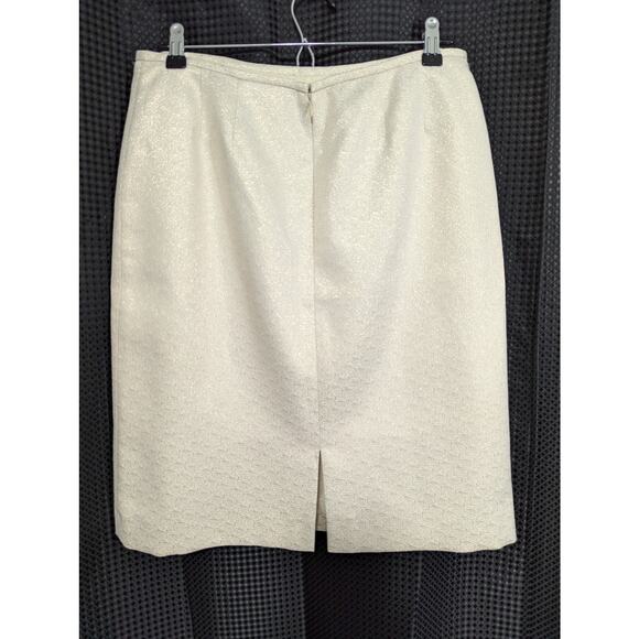 NWOT! SHIMMERING GOLD ON CREAM, GLOWING METALLIC, COTTON POLY PENCIL SKIRT! SZ 8 - Picture 6 of 7